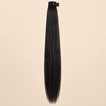 Steile ponytail met klittenband zwart (1) 90 cm – De HaarBoetiek