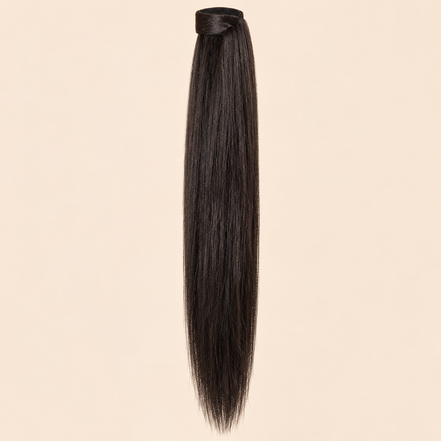 Steile ponytail met klittenband donkerbruin (2) 90 cm – De HaarBoetiek