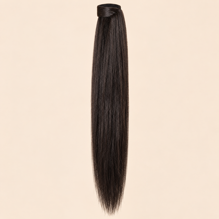 Steile ponytail met klittenband donkerbruin (2) 90 cm – De HaarBoetiek