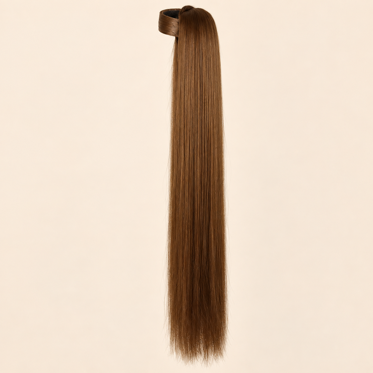 Steile ponytail met klittenband middenbruin (10 BOD) 60 cm – De HaarBoetiek