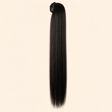 Steile ponytail met klittenband donkerbruin (2 BOD) 60 cm – De HaarBoetiek