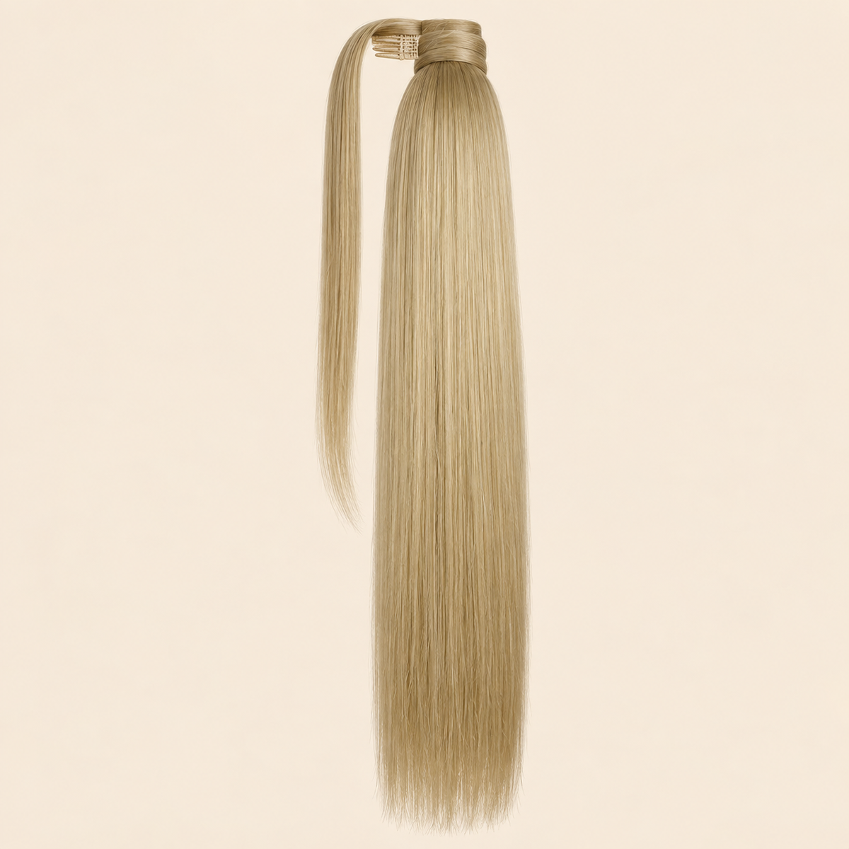 Steile ponytail met klittenband licht asblond (22 BOD) 60 cm – De HaarBoetiek