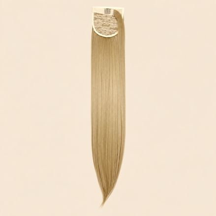 Steile ponytail met klittenband warm koperblond (27 BOD) 60 cm – De HaarBoetiek