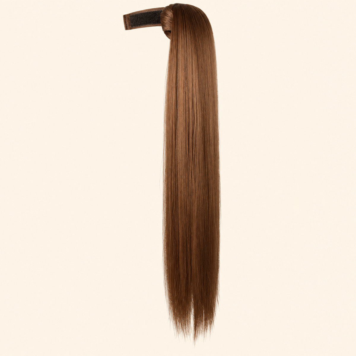 Steile ponytail met klittenband warmbruin (30 BOD) 60 cm – De HaarBoetiek