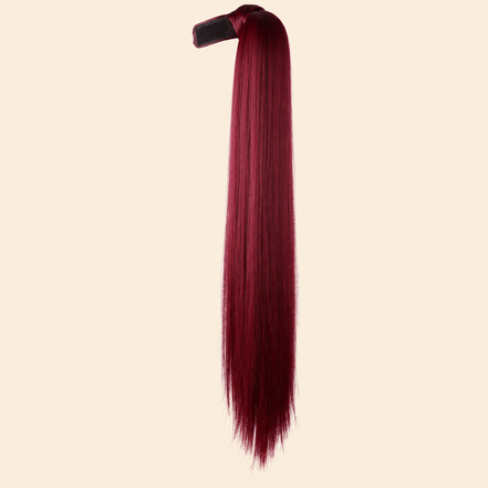 Steile ponytail met klittenband bordeaux (39 BOD) 60 cm – De HaarBoetiek
