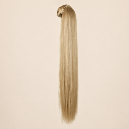 Steile ponytail met klittenband zandblond (Tan Blonde BOD) 60 cm – De HaarBoetiek