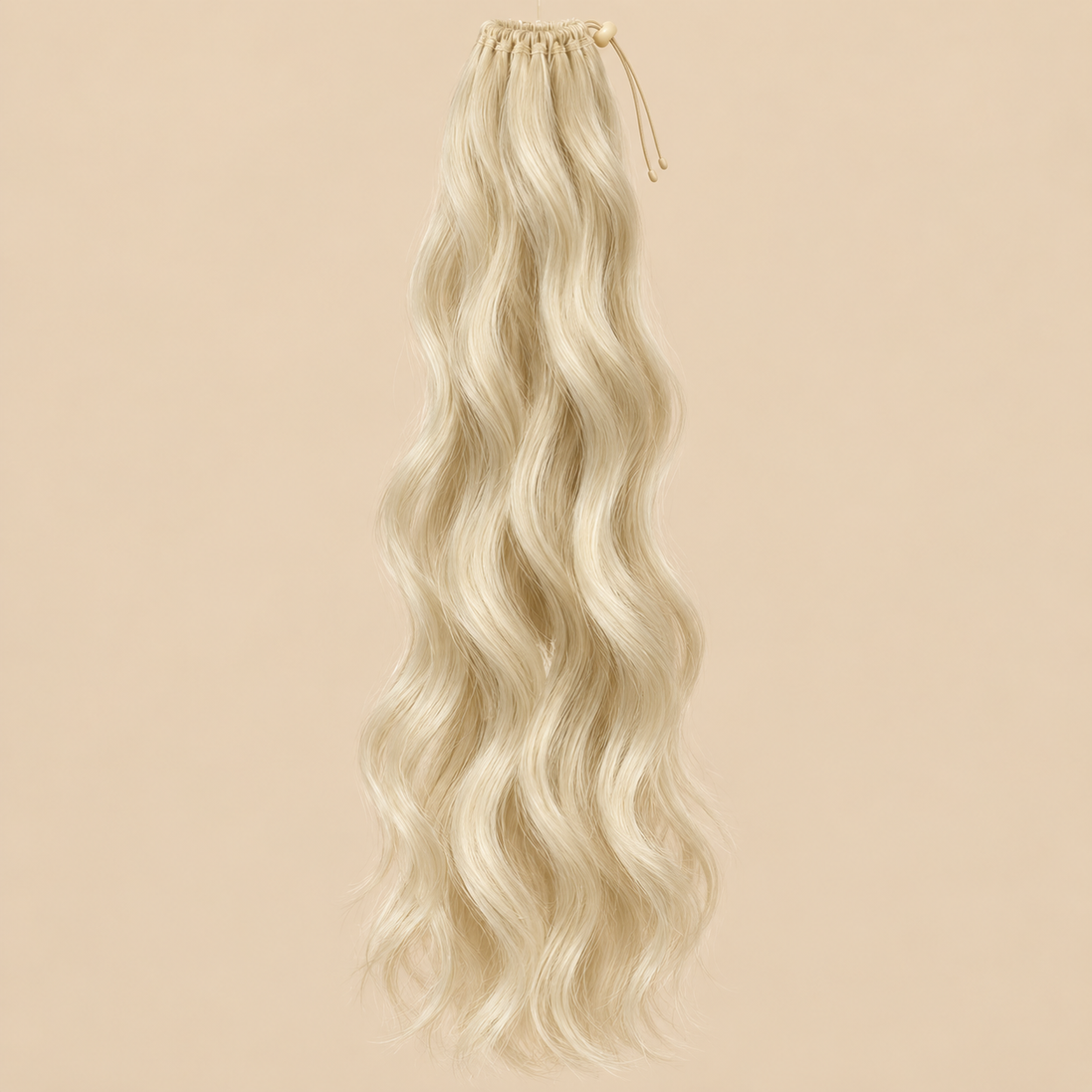 Golvende ponytail met elastiek lichtblond (613) 60 cm – De HaarBoetiek