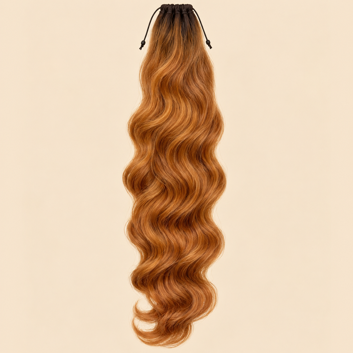 Golvende ponytail met elastiek donker naar koperblond (GT1B/27) 60 cm – De HaarBoetiek