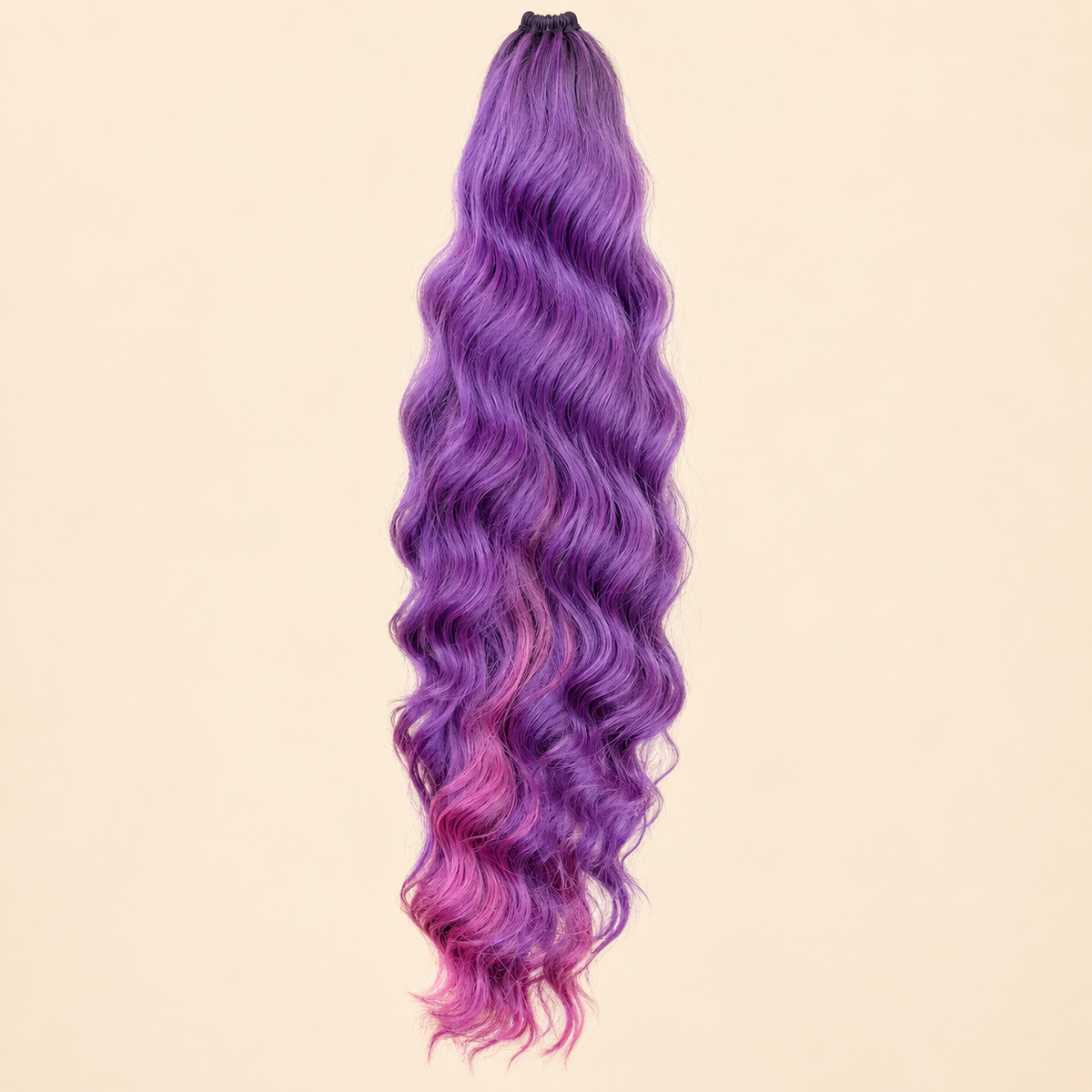 Golvende ponytail met elastiek paars en roze (GT1B/Fuchsia) 60 cm – De HaarBoetiek