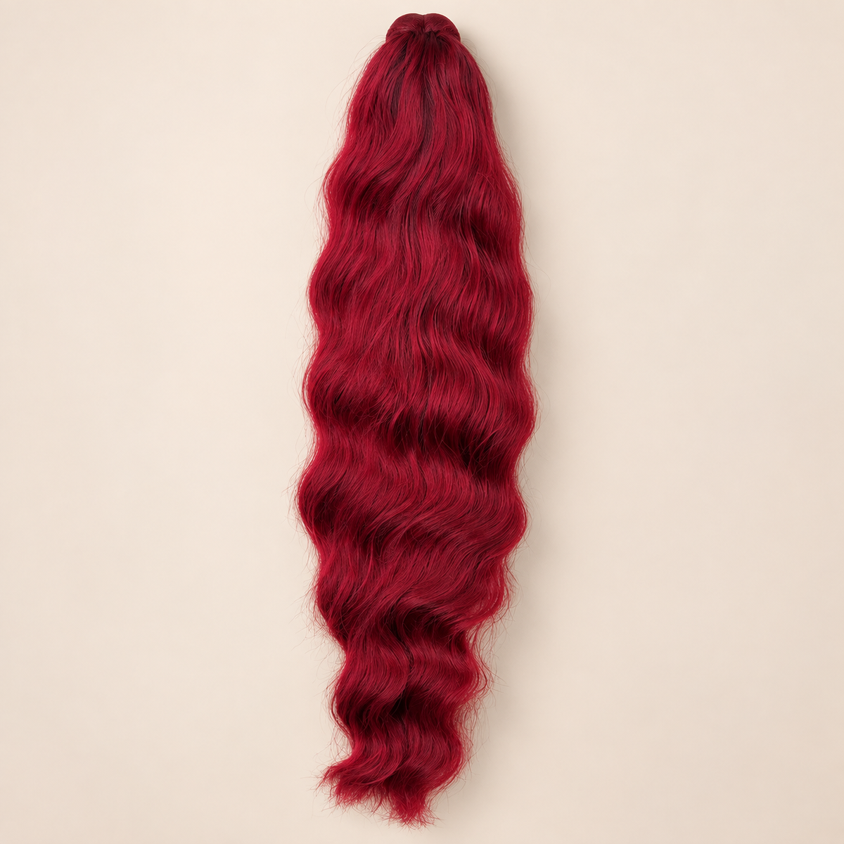 Golvende ponytail met trekkoord zwart naar kersenrood (GT1B/Cherry Pop Red) 60 cm – De HaarBoetiek