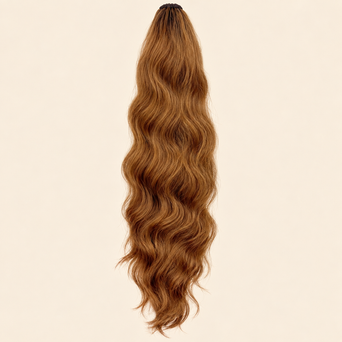 Golvende ponytail met elastiek bruin met karamel (GT4/30) 60 cm – De HaarBoetiek