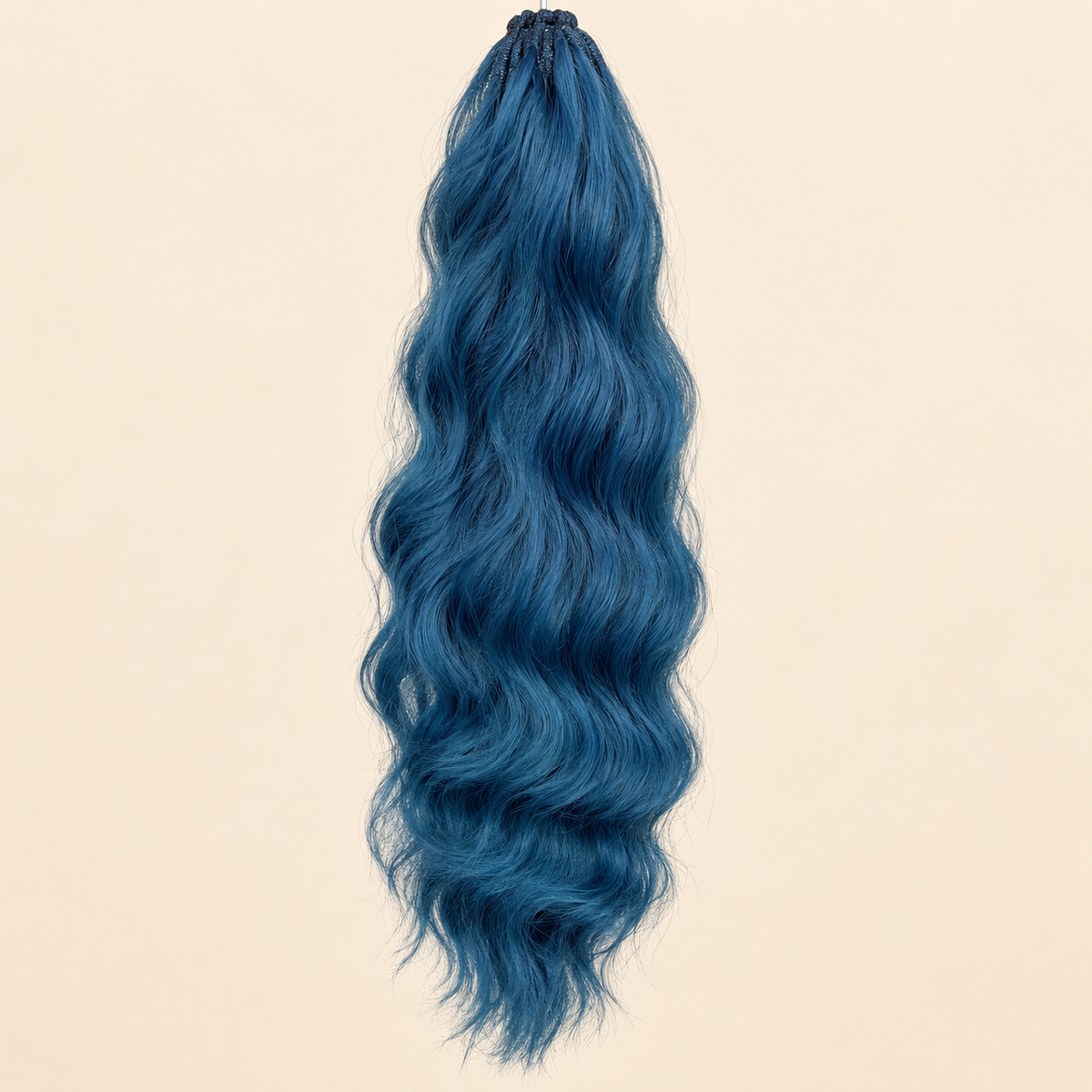 Golvende ponytail met elastiek donkerblauw (Navy Blue) 60 cm – De HaarBoetiek