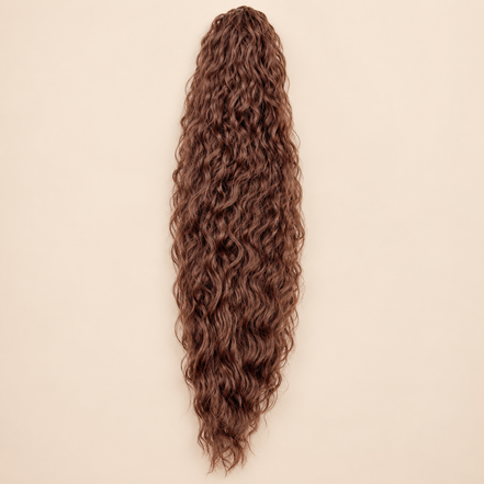 Golvende ponytail met trekkoord roodbruin (33) 80 cm – De HaarBoetiek