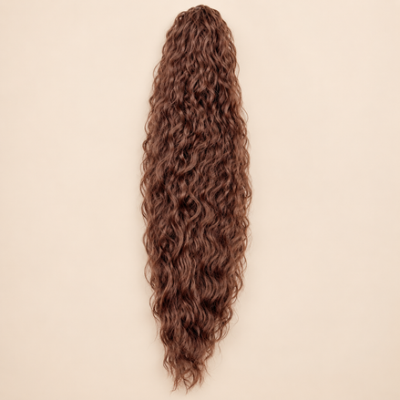 Golvende ponytail met trekkoord roodbruin (33) 80 cm – De HaarBoetiek
