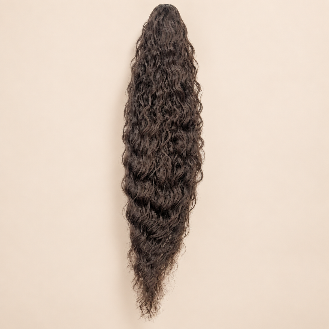Golvende ponytail met trekkoord bruin (4) 80 cm – De HaarBoetiek