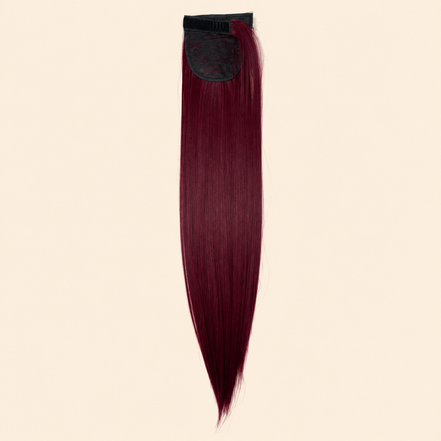 Steile ponytail met klittenband bordeaux (4110) 60 cm – De HaarBoetiek