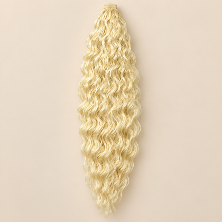 Golvende ponytail met trekkoord lichtblond (613) 80 cm – De HaarBoetiek