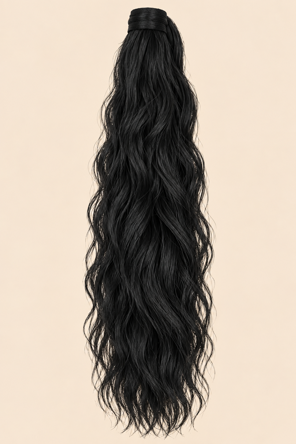 Golvende ponytail met klittenband natuurlijk zwart (1B) 60 cm – De HaarBoetiek