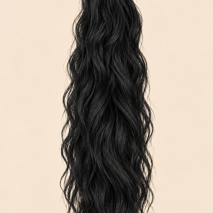 Golvende ponytail met klittenband natuurlijk zwart (1B) 60 cm – De HaarBoetiek