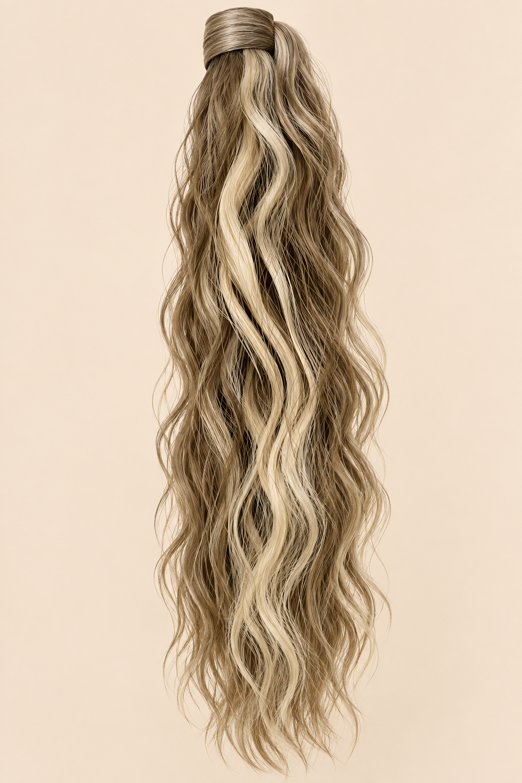 Golvende ponytail met klittenband asblond (Ash Blonde) 60 cm – De HaarBoetiek