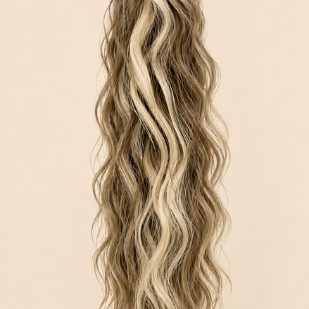 Golvende ponytail met klittenband asblond (Ash Blonde) 60 cm – De HaarBoetiek