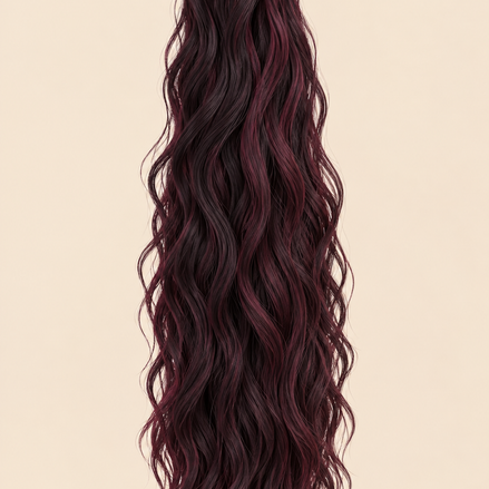 Golvende ponytail met klittenband bordeaux ombré (OM99J11) 60 cm – De HaarBoetiek