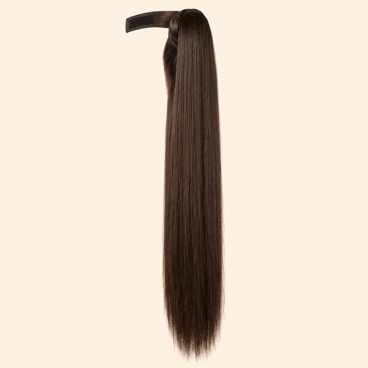 Steile ponytail met klittenband donkerbruin (6 BOD) 60 cm – De HaarBoetiek