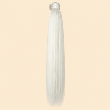 Steile ponytail met klittenband zilverwit (60 BOD) 60 cm – De HaarBoetiek
