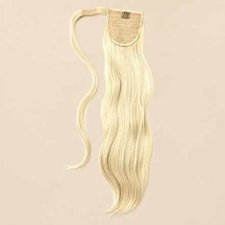 Steile ponytail met klittenband lichtblond (613) 60 cm – De HaarBoetiek
