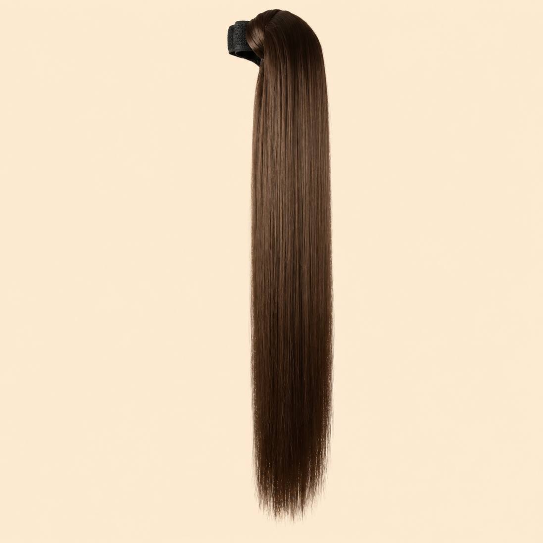 Steile ponytail met klittenband bruin (8 BOD) 60 cm – De HaarBoetiek