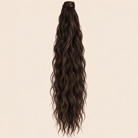 WRMA 90 cm ponytail kleur 4 op beige achtergrond