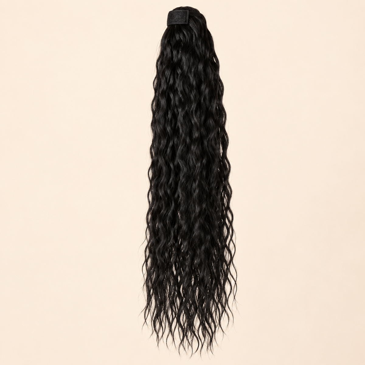 Golvende BraidOrDie ponytail met klittenband zwart (1) 60 cm – De HaarBoetiek