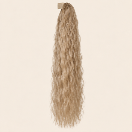 Golvende BraidOrDie ponytail met klittenband licht asblond (22) 60 cm – De HaarBoetiek