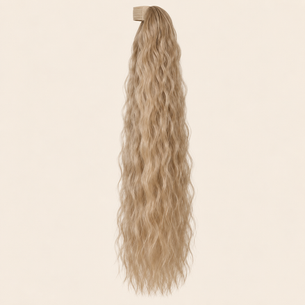 Golvende BraidOrDie ponytail met klittenband licht asblond (22) 60 cm – De HaarBoetiek
