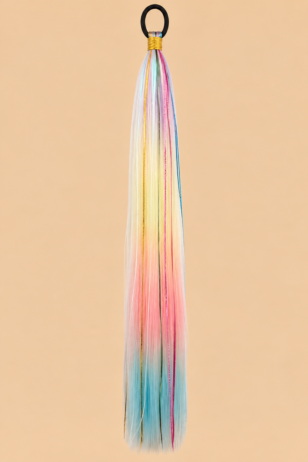 Ponytail Pastel Rainbow Roze/Blauw – ±66 cm – De HaarBoetiek
