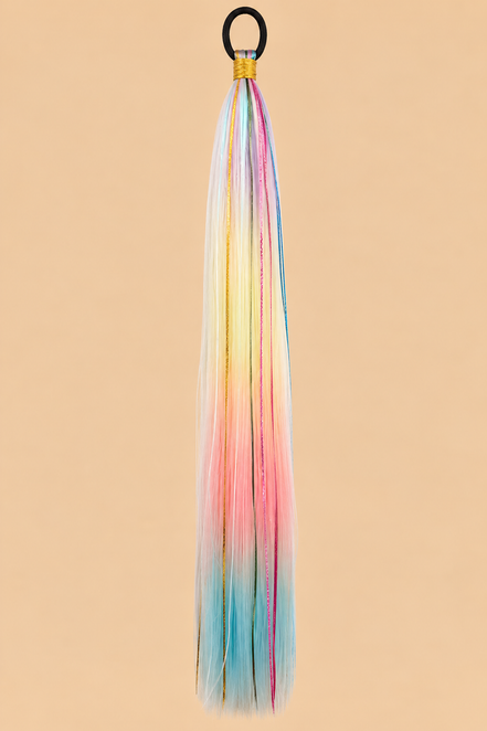 Ponytail Pastel Rainbow Roze/Blauw – ±66 cm – De HaarBoetiek