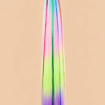 Ponytail Pastel Rainbow met Tinsel – ±66 cm – De HaarBoetiek
