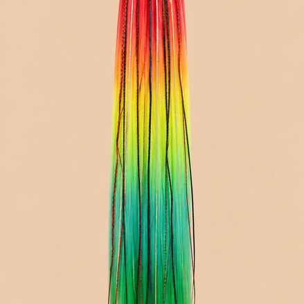 Ponytail Rainbow Rood/Geel/Groen – ±61 cm – De HaarBoetiek