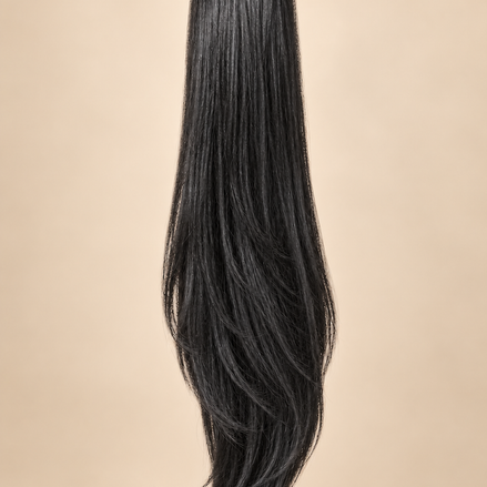 Steile ponytail Sugar 60 cm diepzwart 1 op beige achtergrond