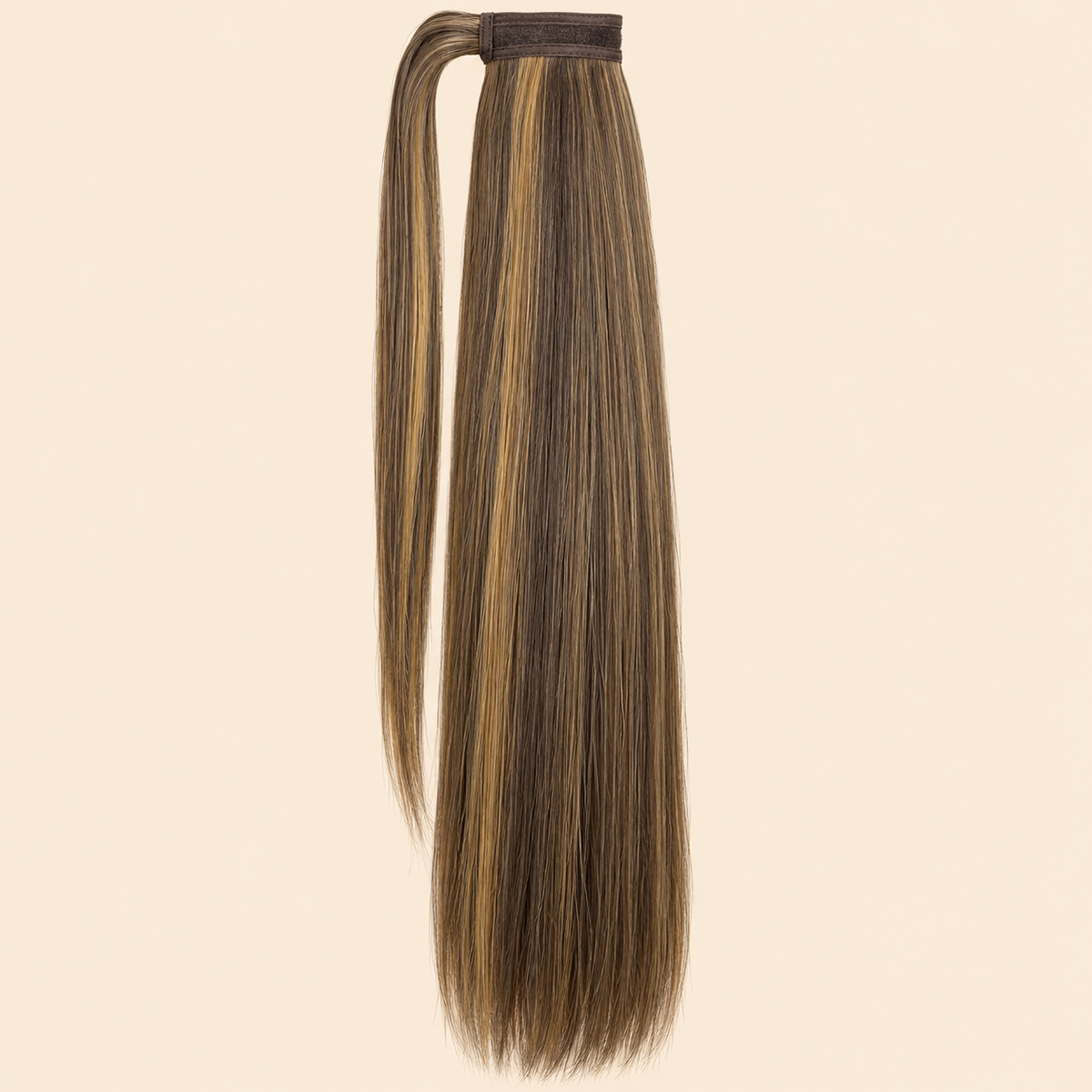 Steile ponytail met klittenband bruin-honingblond mix (F4/27) 60 cm – De HaarBoetiek