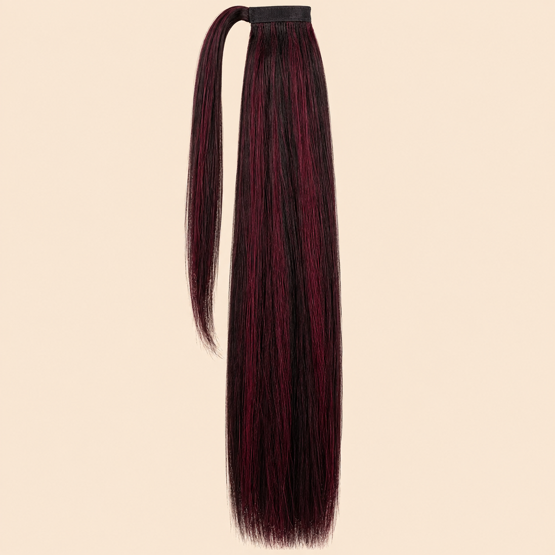 Steile ponytail met klittenband bordeaux ombré (OM99J-118) 60 cm – De HaarBoetiek