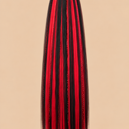 Ponytail Zwart/Rood met Glitter – De HaarBoetiek