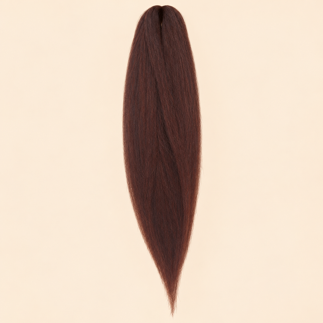 Jumbo Braid Pre-Stretched EVE 70 cm – 33 kastanjebruin op beige achtergrond