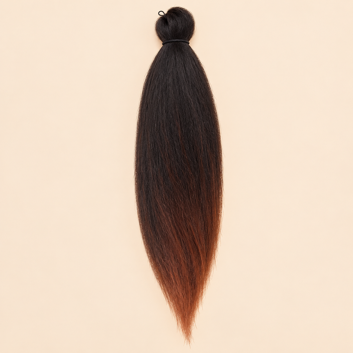 Jumbo Braid Pre-Stretched EVE 70 cm – T1B/30 zwart-kastanjebruin op beige achtergrond