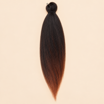Jumbo Braid Pre-Stretched EVE 70 cm – T1B/30 zwart-kastanjebruin op beige achtergrond