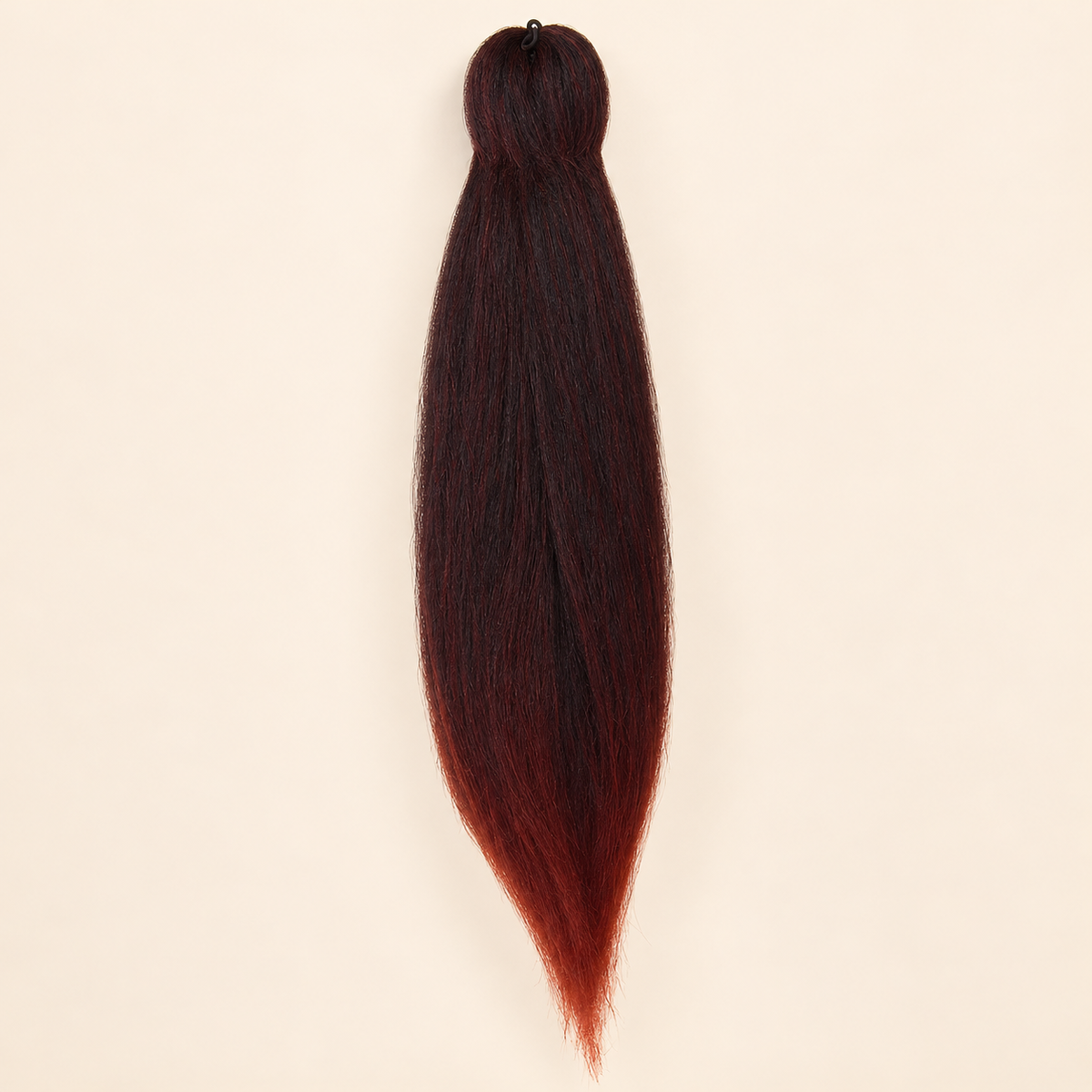 Jumbo Braid Pre-Stretched EVE 70 cm – T1B/350 zwart-koperrood op beige achtergrond