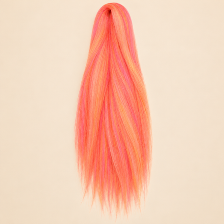 Jumbo Braid Pre-Stretched RastAfri 65 cm – Sherbert koraalroze op beige achtergrond