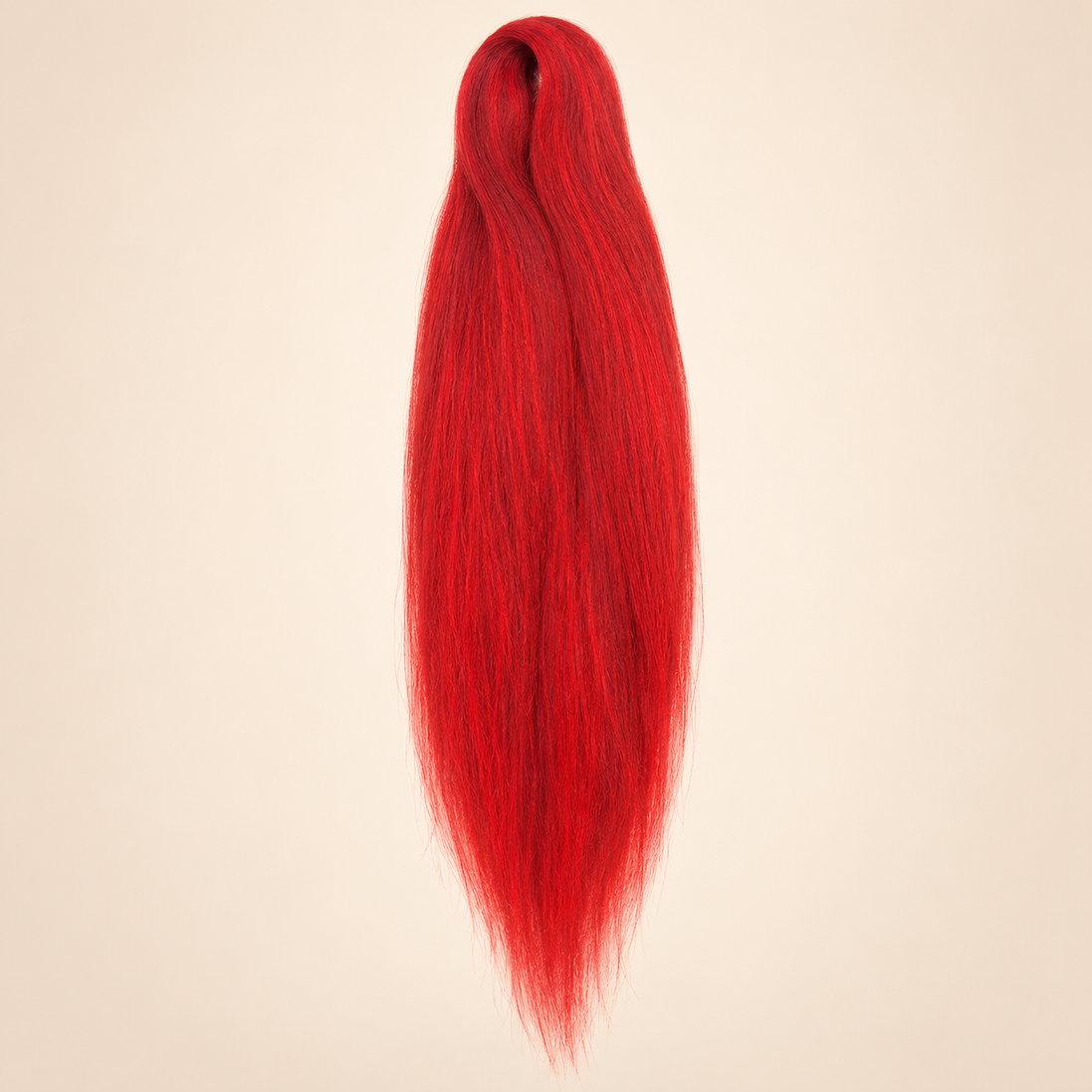 Jumbo Braid Pre-Stretched RastAfri 65 cm – Sweet Red helder rood op beige achtergrond