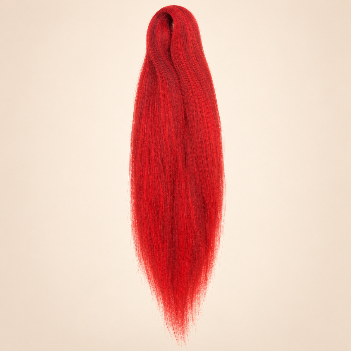 Jumbo Braid Pre-Stretched RastAfri 65 cm – Sweet Red helder rood op beige achtergrond