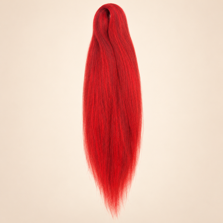 Jumbo Braid Pre-Stretched RastAfri 65 cm – Sweet Red helder rood op beige achtergrond
